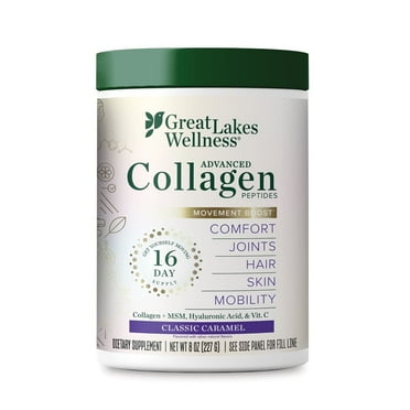 Great Lakes Quick Dissolve Collagen Peptides Daily Wellness Joint Powder, Classic Caramel (8 oz)