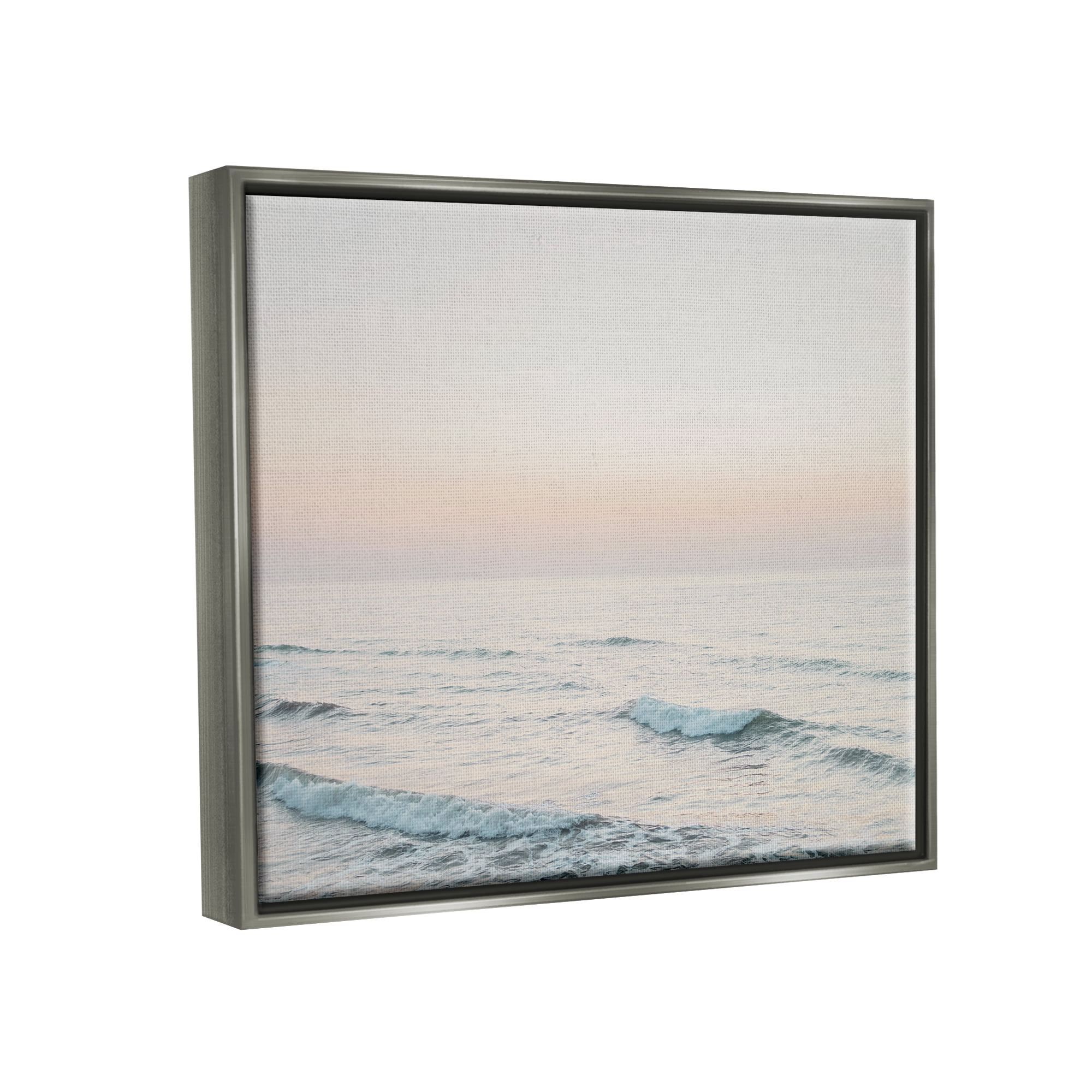 Stupell Industries Rolling Waves Photography Nature Photography Gray Floater Framed Art Print Wall Art, 21 x 17