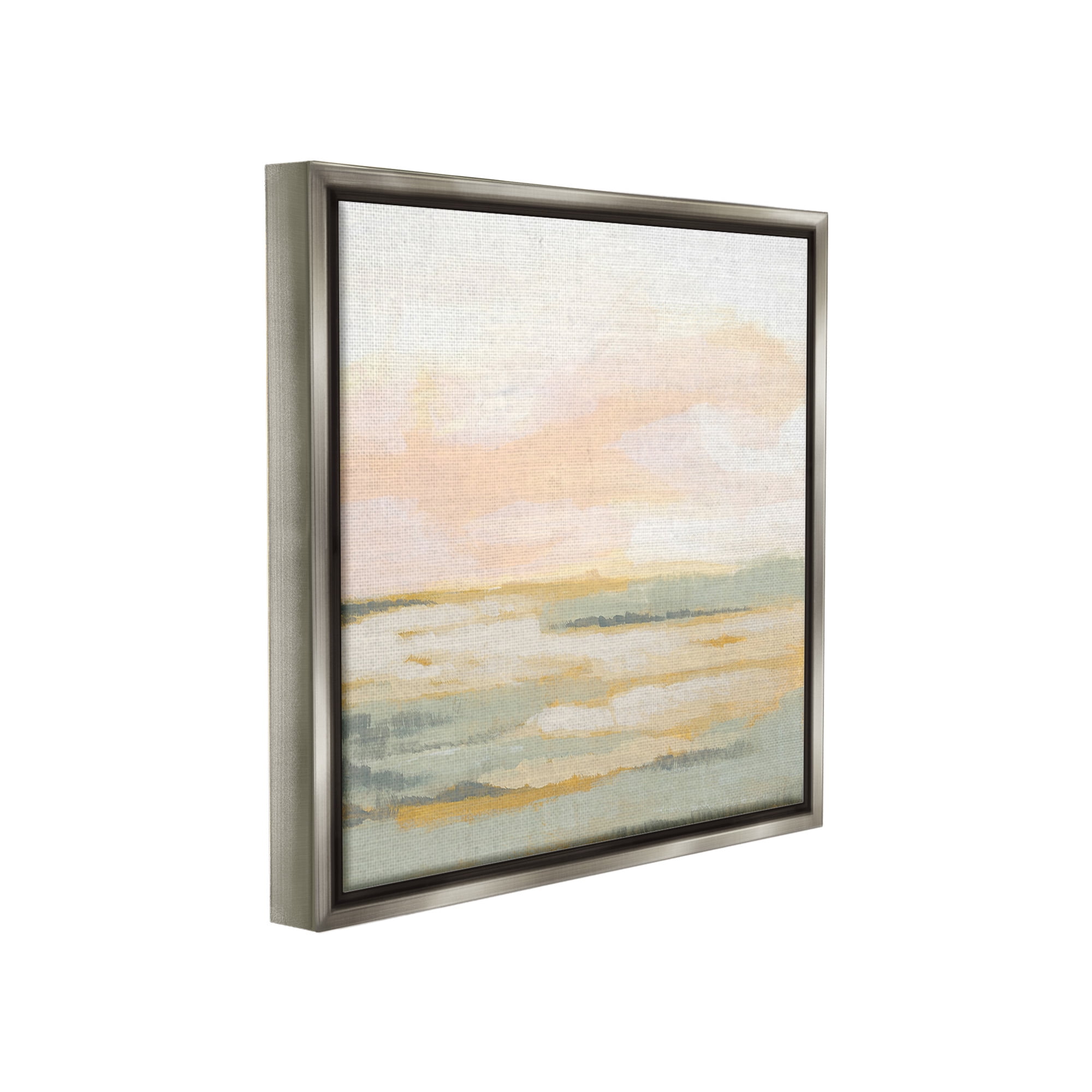 Stupell Industries Pastel Clouds Landscape Abstract Painting Gray Floater Framed Canvas Art Print Wall Art, 18 x 18