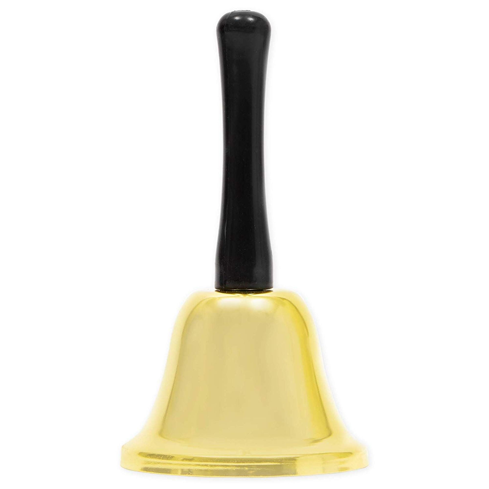 Hand Bell, 3x5 inches Gold Steel Call Bell Ringbell with Plastic Handle