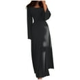 thumbnail image 1 of Yuyuzo Robes de Printemps pour Femmes 2025 Robe Chandail à Manches Longues à Col Ras du Cou Robe en Tricot Côtelé Fluide Coupe Évasée Robes Maxi, 1 of 5