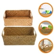 thumbnail image 2 of 2 cestas de almacenamiento tejidas de paja para escritorio, artículos diversos, cestas para artículos del hogar, 2 of 8