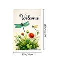 thumbnail image 4 of Joocar Welcome Dragonfly And Flowers Linen Garden Flag For Spring Summer Home Outdoor Garden Yard Door Decor 12x18 Inch, 4 of 5