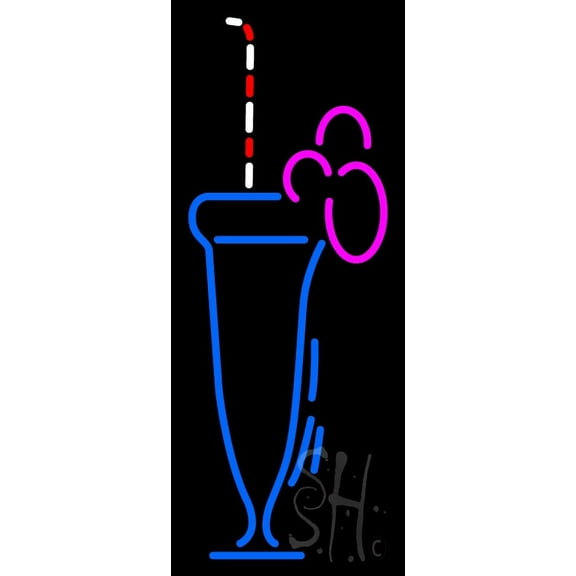 Shakes Glass Logo LED Neon Sign 24 x 10 - inches, Clear Edge Cut Acrylic Backing, with Dimmer - Bright and Premium built indoor LED Neon Sign for restaurant window and interior decor.