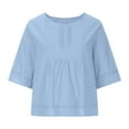 thumbnail image 3 of Women's Half Sleeve Tops Solid Color Cut Out Polyester for Summer, 3 of 5