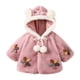 thumbnail image 1 of Abrigo De Invierno Para Niños Pequeños Chaquetas De Abrigo Para Niñas Color Sólido Felpa Flores Lindas Orejas De Conejo Sudadera Con Capucha Abrigo Grueso Capa Púrpura Odeerbi LM103-3777, 1 of 6