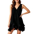 thumbnail image 5 of YuXingFu formal Dresses for Women Mini V-Neck Plus Size Womens Dress Sleeveless for Home Casual Summer Black S, 5 of 9