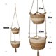 thumbnail image 4 of Cesta para macetero colgante de pasto marino, maceta tejida para interiores y exteriores de 2 tamaños, cubierta para macetas, cesta de almacenamiento, contenedores para plantas (Beige), 4 of 5