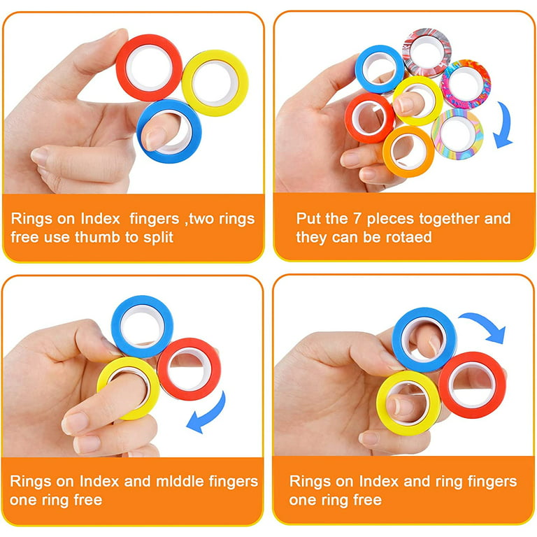 Fingertip Magnetic Rings Relief Fidget Toys Set Adult Magnet Spinner Anti  stress