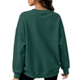 thumbnail image 5 of Hearthz Fleece Sweatshirts for Women Solid Color Drop Shoulder Long Sleeve Women's Crewneck Sweatshirts Fall Winter Athletic Workout Pullover Top Dark Green XL, 5 of 6