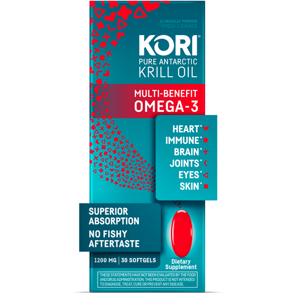 Kori Krill Oil Multi Benefit Omega-3, Dietary Supplement for Heart, Brain, Joint, Eye and Skin Health, 30 Count