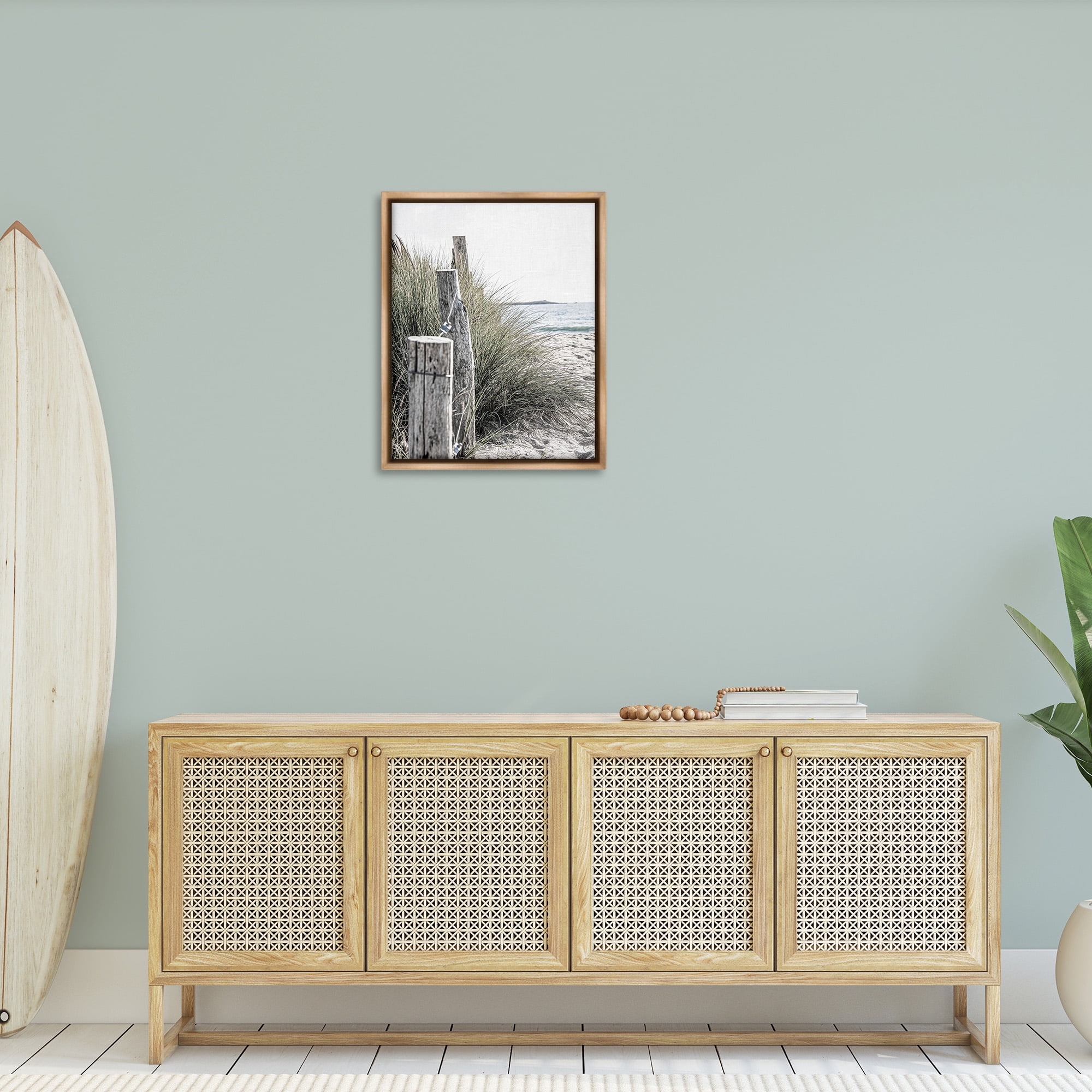 Stupell Industries Coastal Beach Landscape Landscape Photography Brown Floater Framed Canvas Art Print Wall Art, 25 x 31