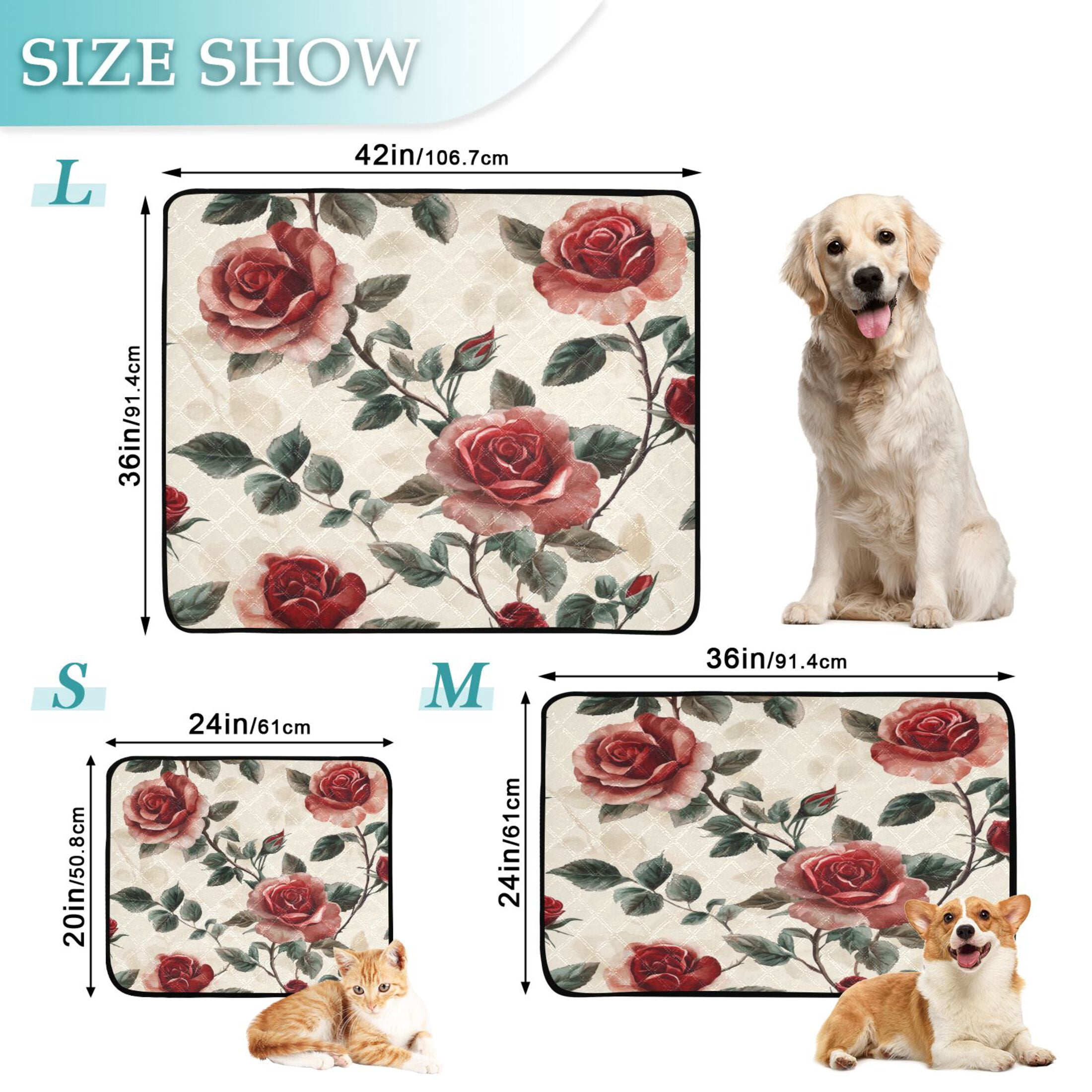 Washable Pet Pee Pads with Super Absorbent Reusable Training Pads for Dogs & Cats Rugosa Rose