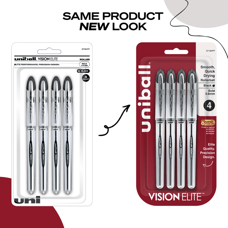 Uniball™ Vision Elite Rollerball Pen - 0.5 Mm Micro Pen Point - Black Ink - 1 Dozen - CAM Office Services, Inc
