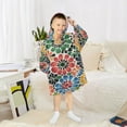 thumbnail image 6 of FORMRS Wearable Blanket Hoodie with Sleeves for Kids Cozy Flannel Sweatshirt, Dark Floral, 6 of 7