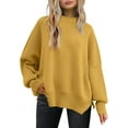 thumbnail image 1 of ORUYROP Pull à Manches Longues Col Rond Chauve-Souris pour Femmes Automne 2023 Pull Ample Côtelé avec Fente Latérale, 1 of 7