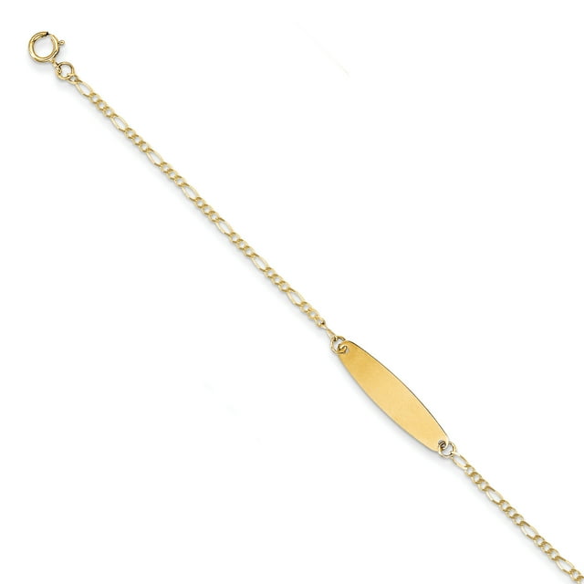 Baby Oval Figaro ID Bracelet in 14K Yellow Gold (6 Inches)