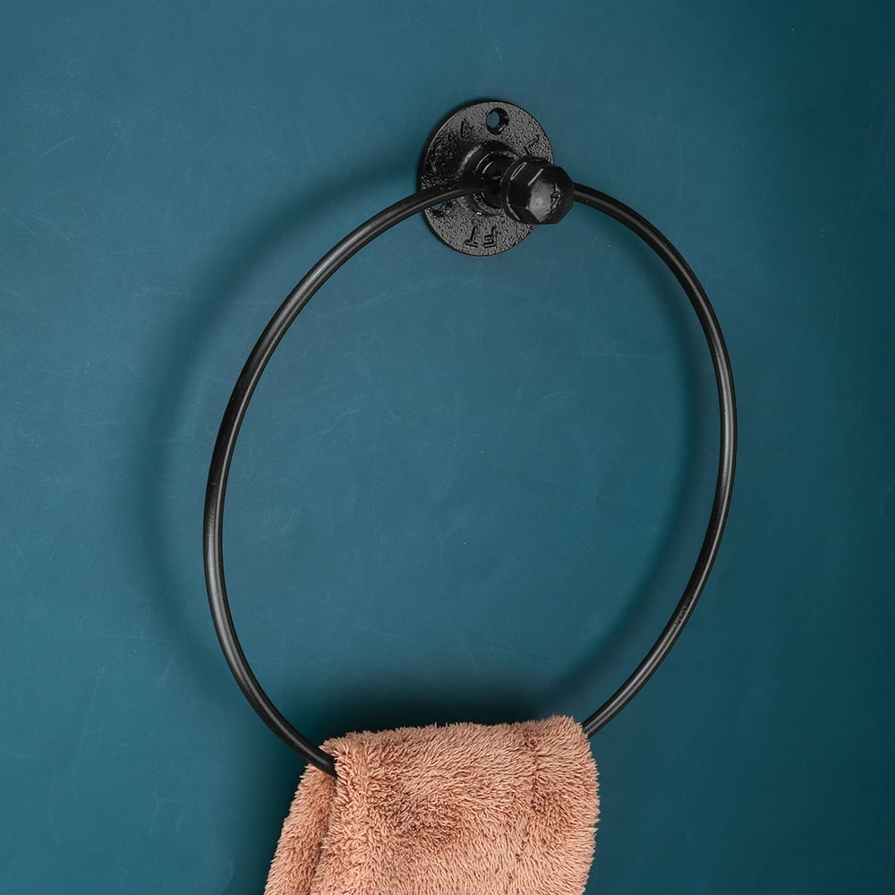 Black Towel Ring, Bathroom Hand Towel Holder, Modern Circle Towel