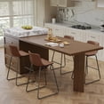 thumbnail image 4 of Aufeile 26" Counter Height Bar Stools Set of 3 – Modern Faux Leather Barstools with Back & Metal Legs, Kitchen Bar Chairs for Island, Dining Room, Dark Brown, 4 of 8
