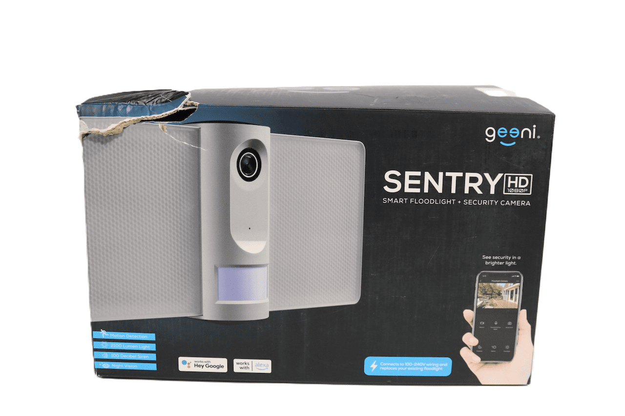 Geeni Sentry Wired Floodlight Camera – Smart Security Camera, 2100 Lumens, 1080p HD, Built in Siren, Motion Detection, Night Vision, Works with Alexa and Google Home