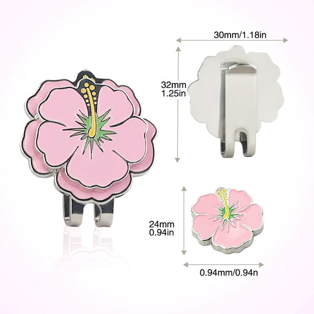 Golf Ball Marker Golf Cap Clips With Magnet Mark Golf Ball Position Removable Metal Petal Pattern Drop Ship Golf Accessories Pink Morning Glory