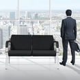 thumbnail image 2 of Kinbor 4-Seat Waiting Room Furniture Reception Chairs, PU Leather Chair for Guest Reception Airport Hospital Bank, Black, 2 of 9