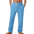 thumbnail image 2 of Sweatpants for Men 2025 Linen Breathable Straight Leg Loose Drawstring Joggers with Pockets Mens Casual Pants Trousers, 2 of 5