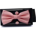 thumbnail image 4 of LAICAIW Mens Solid Color Double Fold Pre-tied Bow Tie and Pocket Square Cufflink Set with Gift Box, 4 of 5