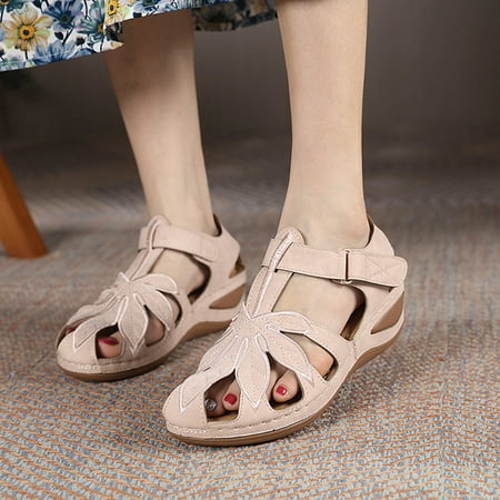 

DAETIROS Sandals for Women- Leisure Hollow Summer Fashion Anti-slip Outdoor Womens Sandals Beige Size 7.5