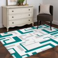 thumbnail image 4 of Gray Green Geometric Stripes Washable Area Rugs 4'x6', Modern Abstract Lines Maze Low Pile Throw Living Room Rug Non-Slip Sturdy Edge Binding Carpet for Indoor Entryway Bedside Kitchen, 4 of 9