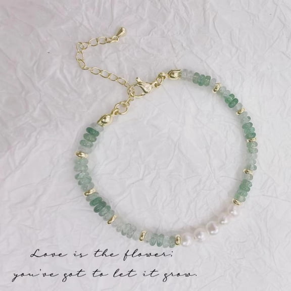 Z.LP Jewelry Natural Stone & Pearl Beaded Bracelet - Dainty Gemstone Bracelet for Women