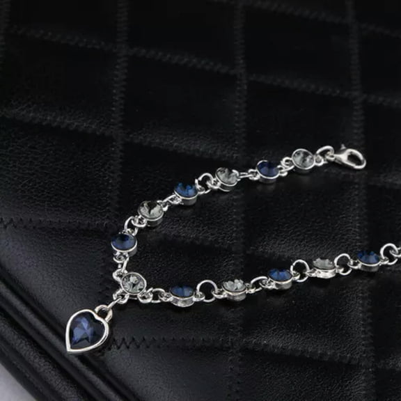 GKNET Fashion Women Heart of Ocean Crystal Rhinestone Bangle Bracelet Elegant Jewelry-sliver dark blue