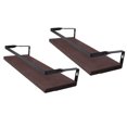 thumbnail image 1 of 2 Pcs Floating Shelf Suspension Wall Mount Mounted Rack Shelves Wood Storage Rack Simple Style Pine Hanger Wall Pine Iron for Wall Hanging Mounted Stand Organizer, 1 of 7