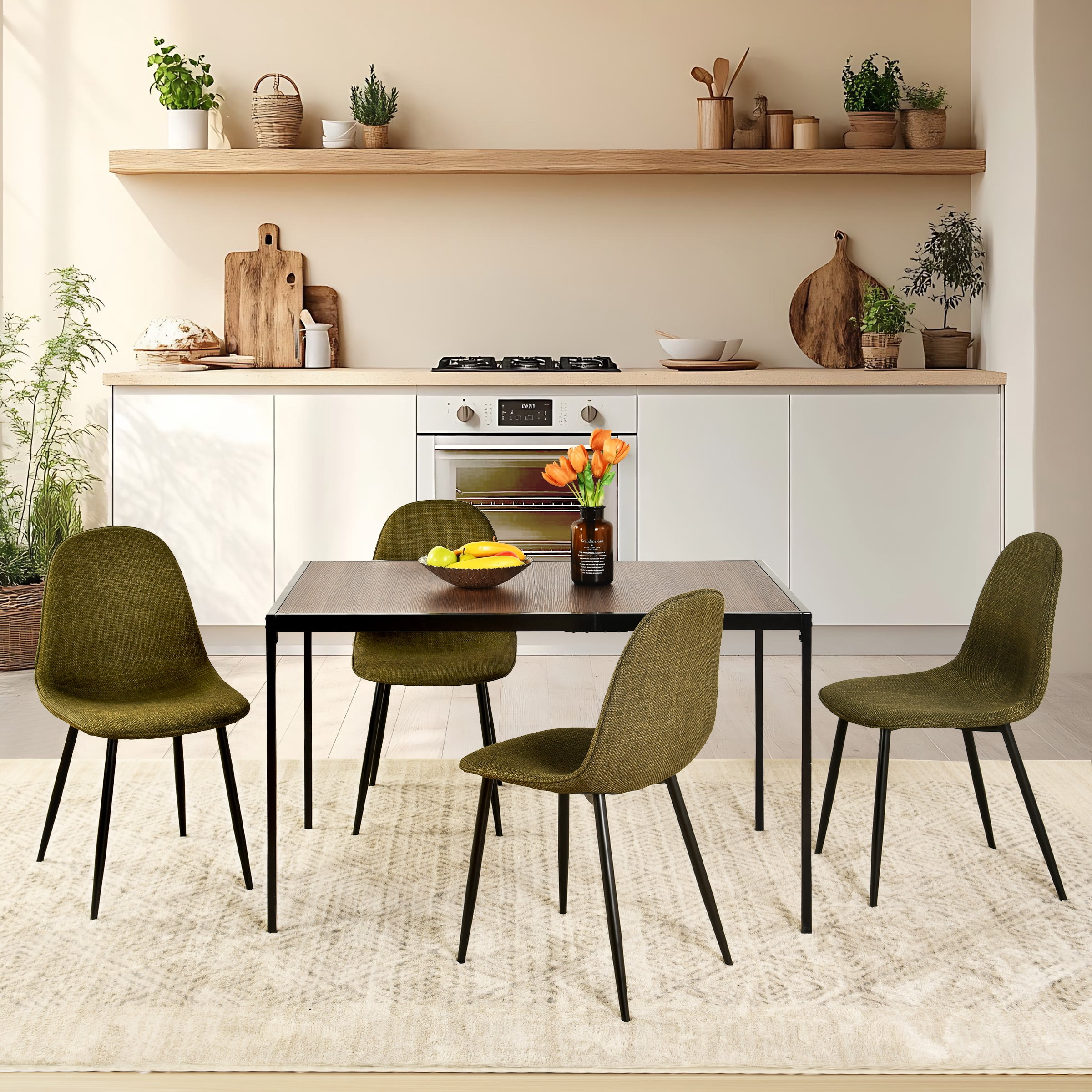 Homy Casa 47" Rectangular Dining Table, Modern Industrial Wood Look Kitchen Table for 4, Espresso Brown