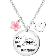CHENKSHUE Stitch Gift Ohana Necklace, Stitch Stuff Necklace Birthday Gifts for Women Niece Daughter Granddaughter Jewelry