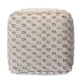 thumbnail image 5 of LR Home Small Over-tufted Geometric Indoor Square Pouf, Cream, 18" x 18" x 14", 5 of 9