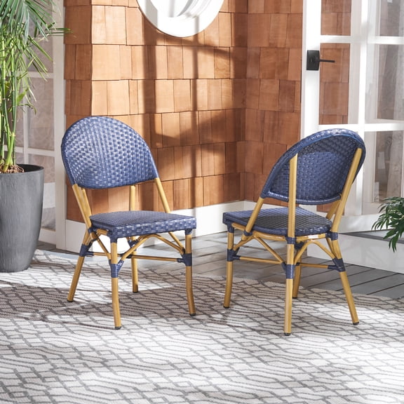 SAFAVIEH Barrow Outdoor Patio Stacking Chair, Navy, Set of 2
