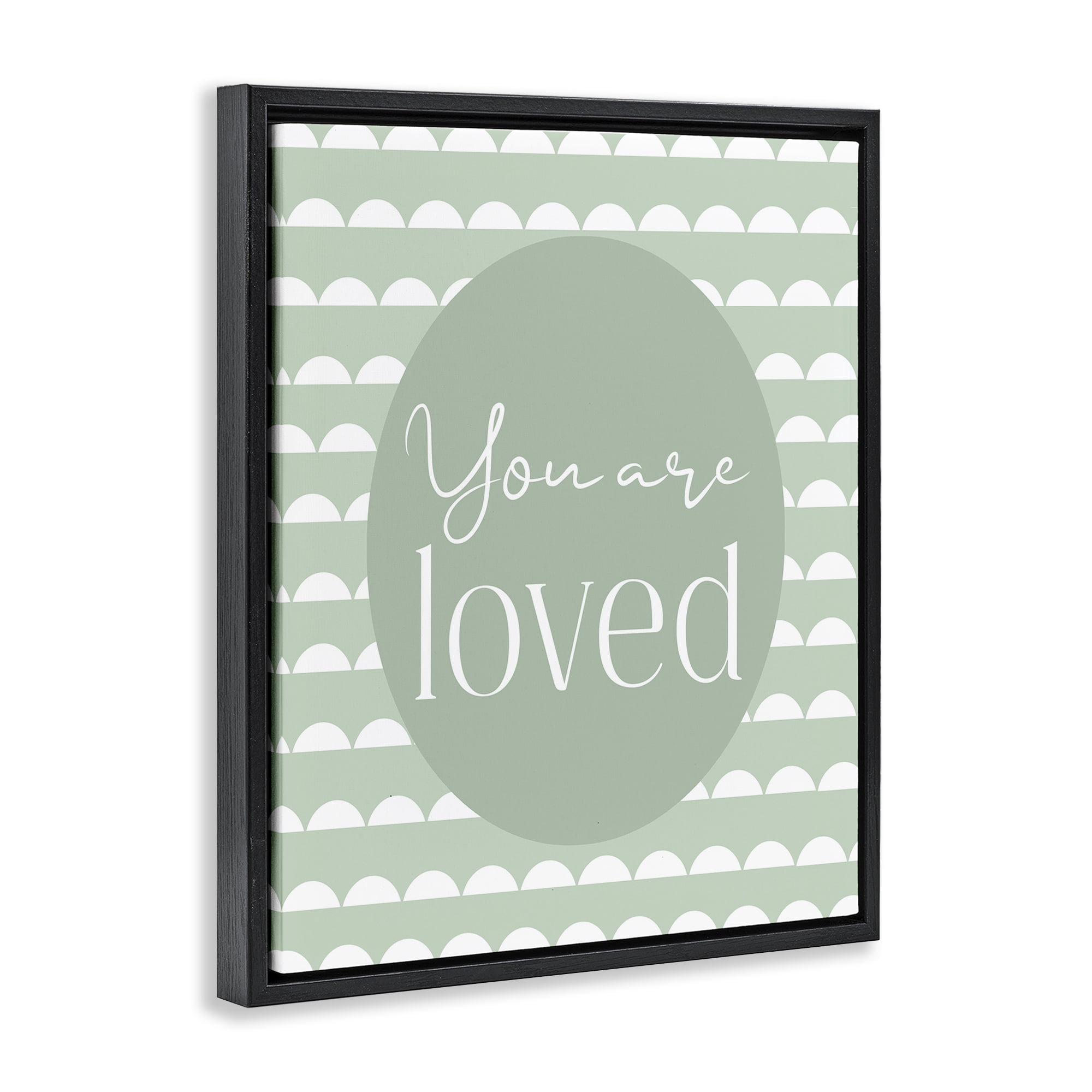 Stupell Industries You Are Loved Light Green Black Framed Floater Canvas Wall Art, design by Christine Simpson Art