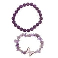 thumbnail image 5 of Hytrove 2Pcs Beaded Bracelet With Butterfly Charms Natural Stone Amethyst For Women Weddings 7.00X7.00X1.80in, 5 of 8