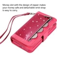 thumbnail image 5 of Wallet Case for iPhone XR,Magnetic Handbag Zipper Pocket PU Leather Flip with 9 Card Slots and Wrist Strap Folio TPU Inner Stand Case for iPhone XR - Rose Red, 5 of 14