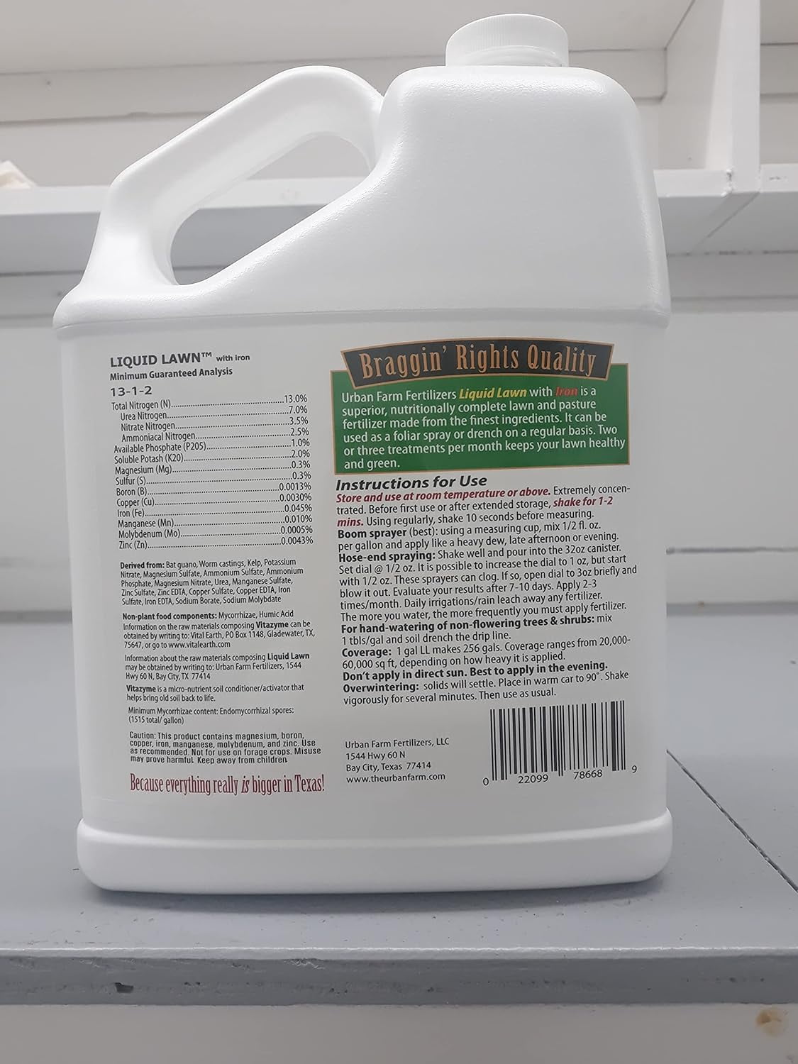 Urban Farm Fertilizers LL128 Liquid Lawn 128 Fl. Oz Fertilizer
