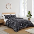 thumbnail image 2 of Sweet Jojo Designs Boho Floral Wildflower Black and Purple Girl Queen Duvet Cover Bedding Set 3 Piece, 2 of 6
