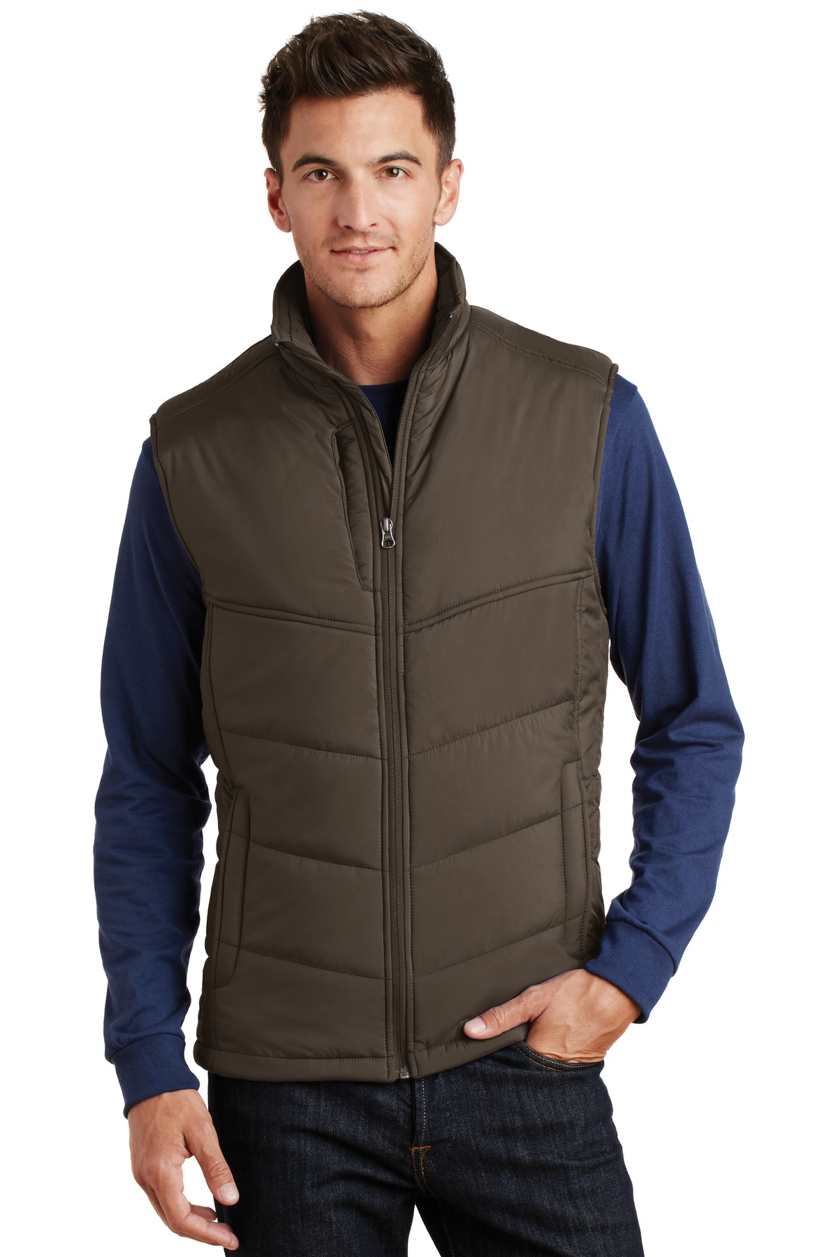 Port Authority Mens Front Zipper Pocket Puffy Vest. J709
