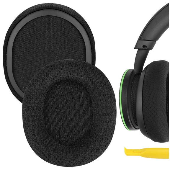 Geekria Comfort Mesh Fabric Replacement Ear Pads for Microsoft Xbox Wireless/Stereo Headset 20th Anniversary Special Edition Headphones Ear Cushions, Repair Parts (Black)