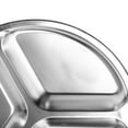 thumbnail image 6 of Stainless Steel 3 Sections Round Divided Dish Snack Dinner Plate Diameter 24Cm, 6 of 10