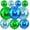 Green Blue, variant on Blue Green 4D Metallic Round Foil Balloons Set, 22/18/15 Inch Helium Spherical Balloons, Decor for Graduation, Wedding, New Year & Game Themed Party