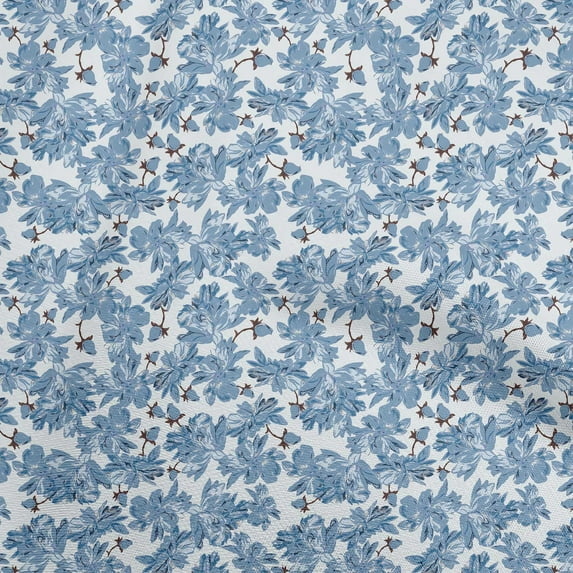 oneOone Silk Tabby Blue Fabric Florals Quilting Supplies Print Sewing Fabric By The Yard 42 Inch Wide