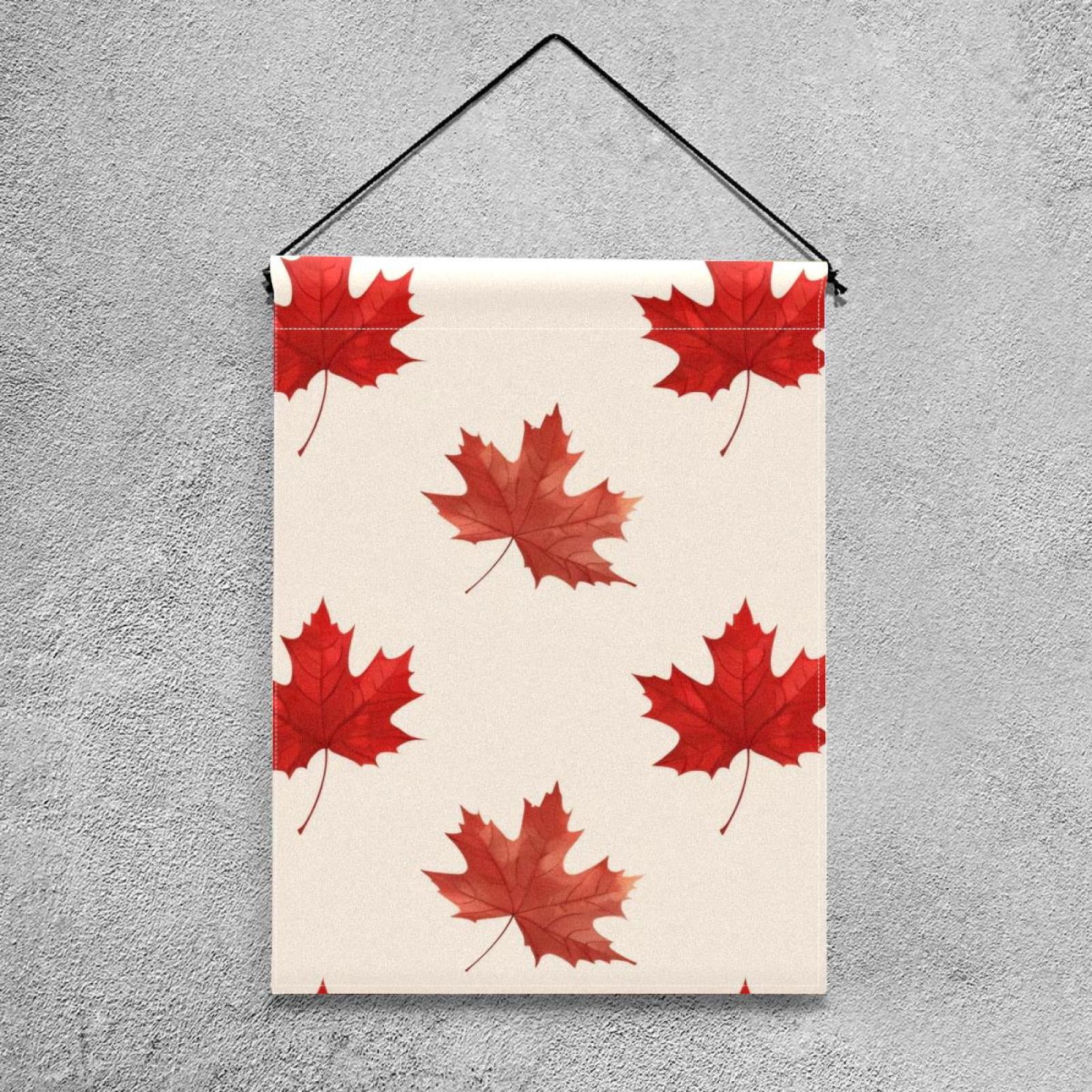 Welcome Red Maple Leaf Garden Flag, Vertical Double Sided Small House Flag, Yard Farmhouse Outdoor Deck Veranda Lawn Decor 28x40 Inch