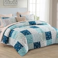 thumbnail image 3 of Whale Flotilla 3-Piece King Comforter Set, Soft Reversible Bedding Comforter Sets, Patchwork Printed Down Alternative Comforter Duvet for All Seasons, Blue, 3 of 9