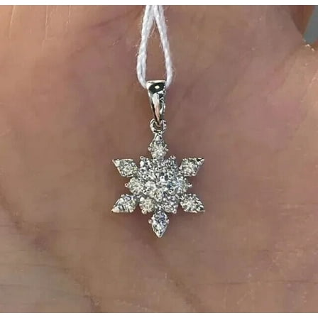 1.20Ct Round Cut Lab Created Diamond Snowflake Pendant 14K White Gold Plated